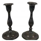 Pair Silver Plated Candlesticks 9"