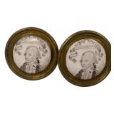 Vintage Brass Curtain Tiebacks w/George Washington