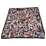 Antique Crazy Quilt made w/ silks, satins & velvet