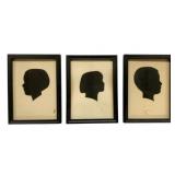 3 Silhouette Framed Pictures - 7.5 x 6