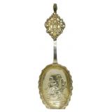 Silver Spoon w/ Relief Decoration of Couple