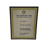 Rotary The Four Way Test Plaque 12 x 9.5