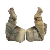 2 Marble Cockatiel Bookends - 5 x 6.5 x 2.5