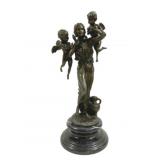 Bronze Woman w/ 2 Angels Statue