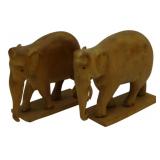 2 Carved Wooden Elephants 2x2.5x1