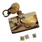 Vintage Japan Kobe Charm w/ tiny dice - .5 x .75