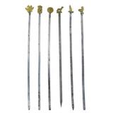 6 Vintage Steel and Brass Skewers 14"