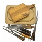 2 Cutting Boards & Assorted Knives & More