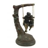 Bronze Mother & Child in Swing Statue