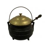 Cast Iron Bean Pot w/ Brass Lid - 8 x 9.5 x 6