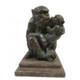 Bronze Mother Monkey with Young Statue