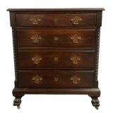 Georgian Chippendale 4 Drawer Chest, Paw Feet