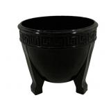 LE Smith Black Amethyst Greek Key Cachepot