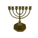 Brass Menorah Candleholder - 10.5 x 9 x 6