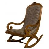Victorian Carved Rolled Arm Rocking Chair