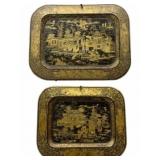 2 Antique Trays used as Wall Decor