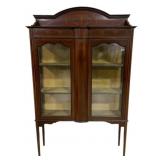 Edwardian Inlaid Curio w/ Gallery & Key