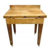 Vintage Butchers Block on Wheels - 40 x 36 x 27