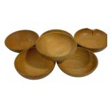 6 Wooden Bowls - 6" Round