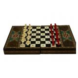 Handcrafted Inlaid Travel Chess Set Box