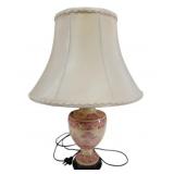 Red Transferware Table Lamp 23"