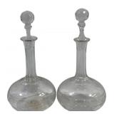 2 Glass Decanters - 12" Tall
