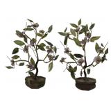 2 Carved Stone Plants 9"