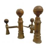 Vintage Brass Patinated Andirons - 17 x 27