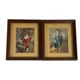 Pair Walnut Framed Prints - 4 3/4 x 5 3/4