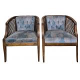 Matching Pair Mid-Century Caned Armchairs