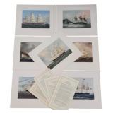 7 Lithograph Prints of Famous 19th Century Ships