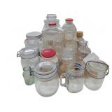 Lot of Assorted Glass Jars, Bottles & More