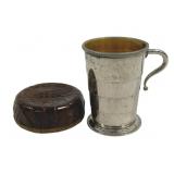 Antique Collapsible Cup w/ Case - 3" Tall