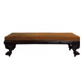 Antique Neoclassical Paw Foot Long Bench