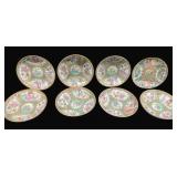8 Rose Medallion China Saucers - 4.5" Round