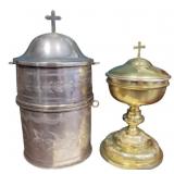 Antique Catholic Ciborium and Chalice