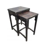 Oriental carved nesting set of 2 Rosewood Tables