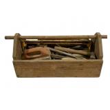 Wood Toolbox w/ Contents - 27 x 11 x 11