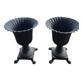 Pair Cast Iron Garden Urns 24 x 17