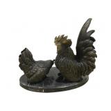 Rooster & Hen Bronze Statue