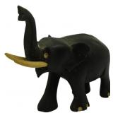 Carved Wood Elephant Figure 3.5x4x2