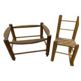 Doll Size Rocker w/ a footstool frame