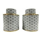 Pair Ceramic Lidded Ginger Jars