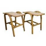 Pair Mid-Century Rattan End Tables