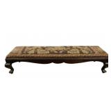 Early 20th Century Long Footstool w/ Tapestry