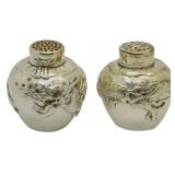 Pair Arthur & Bond Dragon Adorned Sterling Shakers