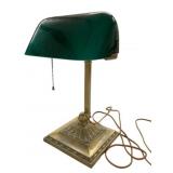 Heavy Brass & Glass Desk Lamp by Emerson