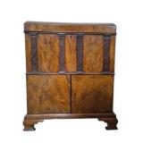 English Burl Walnut Lift Top Cellarette