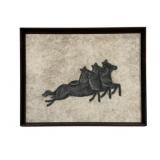 Vintage Temple Rubbing of Three Horses