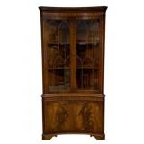 English Inverted Bow Front Corner Cabinet